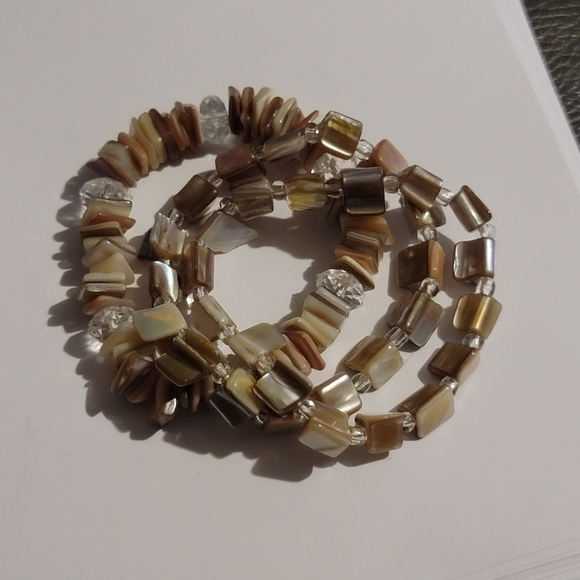 SQUARE cut natural shell tones of brown tan set of 3 - Picture 5 of 7